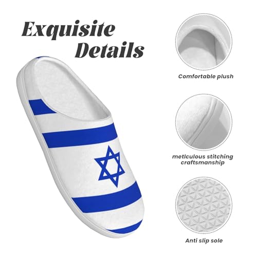 Cozy Israeli flag print Slippers Indoor and Outdoor Fuzzy House Shoes Anti-Skid Sole Gifts for Women Indoor Scuff4