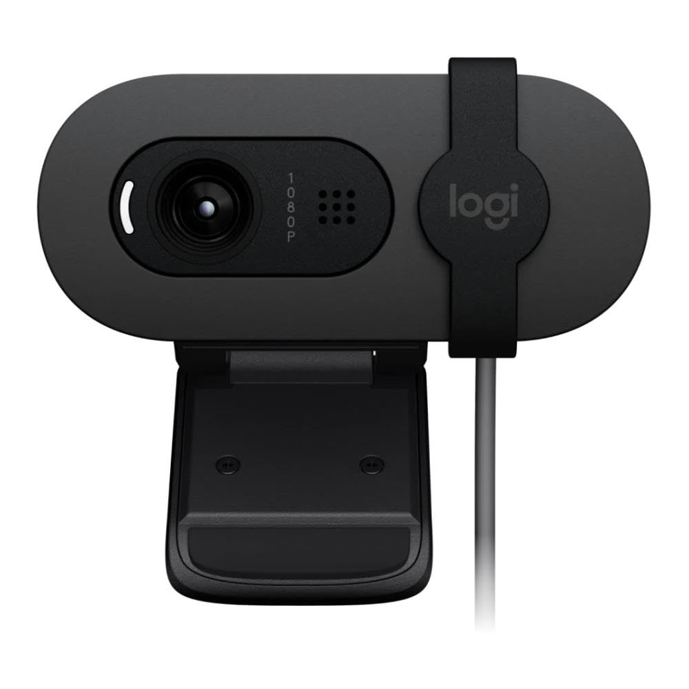 Logitech Brio 105 Webcam Pro Full HD 1080p avec équilibre Automatique de l'éclairage, USB-A, volet de confidentialité, Configuration Facile, Compatible Windows, macOS et ChromeOS - Graphite