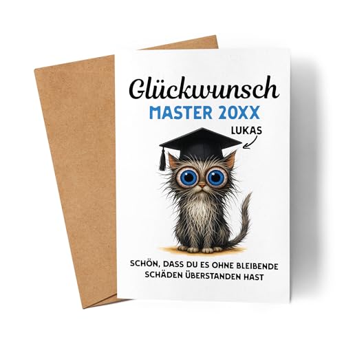 Kiddle-Design Karte Master 2026 Personalisiert | Master-Abschluss Geschenk Katze Lustig Spruch | Studienabschluss Geschenke Jungen & Mädchen zur bestandenen Prüfung Glückwunschkarte Studium Kiddle-Design Karte Master 2026 Personalisiert | Master-Abschluss Geschenk Katze Lustig Spruch | Studienabschluss Geschenke Jungen & Mädchen zur bestandenen Prüfung Glückwunschkarte Studium