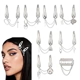 8PCS Halloween Hair Clips Silver Metal Y2k Goth Punk Skeleton Spider Star Snap Hair Clips Accessories for Women
