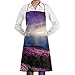 Produktbild alice-shop Lätzchen Schürze Berg voller lila Blumen gedruckt verstellbare Küche Kochen Chef Schürze mit Tasche, Kochen Backen Basteln Gartenarbeit & Grill