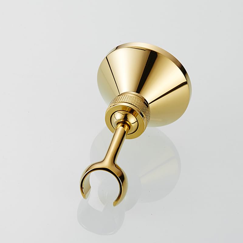 QUNINE Alcachofa de Ducha Estilo teléfono de latón Dorado Pulido con Ahorro de Agua, Manguera de 1,5 m y Soporte para Ducha de Mano Manguera de Ducha de 1,5 m (Soporte para Ducha de Mano)