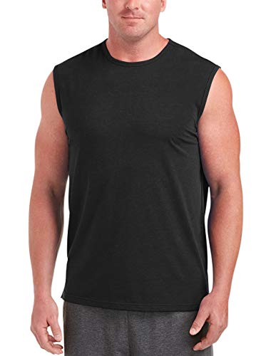 Amazon Essentials Men's Big & Tall Performance Cotton Muscle Tank fit by DXL, Black, 5XLT