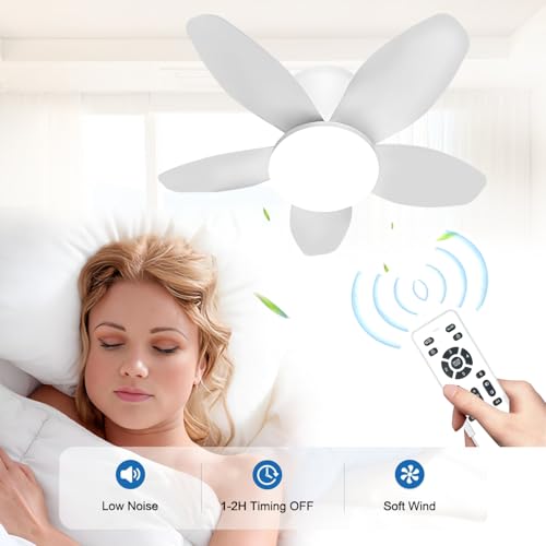 MENQANG 5-Blade Ceiling Fan with Light and Remote Control, Dimmable LED Lights & Quiet Reversible Motor, Modern Flush Mount Ceiling Fan for Bedroom, Living Room, Dining Room, Energy Efficient - image 7
