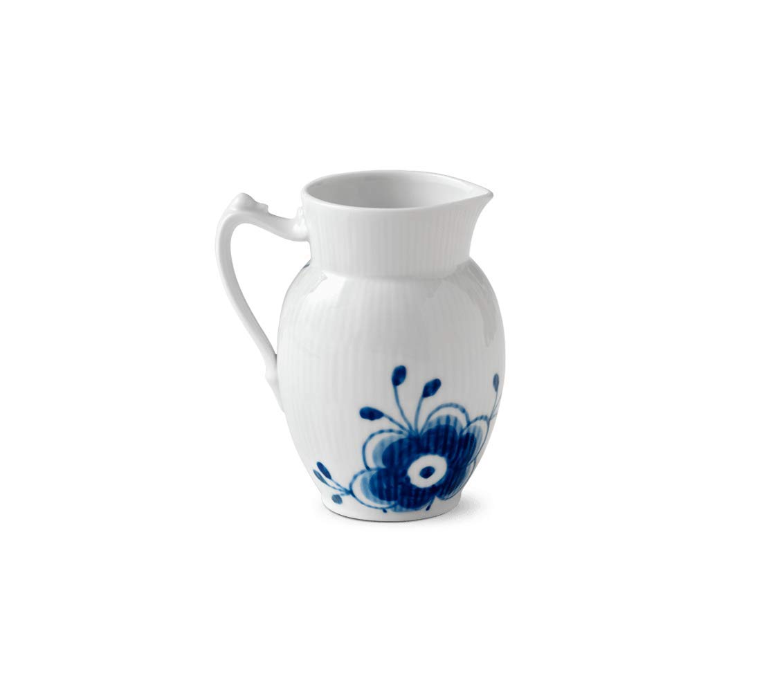 Royal Copenhagen1017349 Fluted Jug, Porcelain, White/Blue/Ribbed