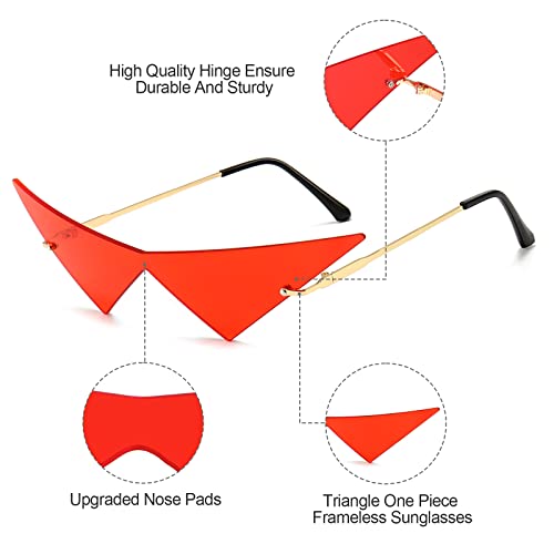 4 Pairs Triangle Sunglasses Frameless Space Eye Sunglasses Rimless Pointy Glasses Men Party Prom Eyewear for Women and Men2