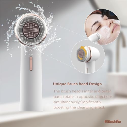 Electric Facial Cleansing Brush with Silicone and Bristle Brushheads,Rechargeable,Face Cleansing Brush, Face Scrubber Against Exfoliator,Face Wash Machine Brush, Relief for Face Skin Issues - Image 5