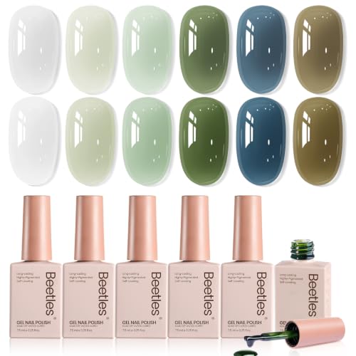 Image of Beetles Forest Veil Jelly Gel Nail Polish Set, 6 Colors Green Gel Polish