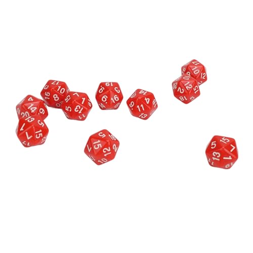 Juego de 10 Dados poliédricos, Dados de 20 Caras, Juegos de Mesa, Dados poliédricos, Dados de plástico liviano de múltiples Caras para Juegos de rol, enseñanza de matemáticas, (Red)