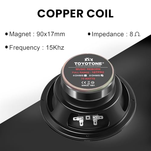 Image of TOYOTONE 6-Inch Full-Range Speaker | Dual Cone | 75W | 8-Ohms | Copper Coil | High Sensitivity | Ideal for Home & Car Audio (Pack of 1)