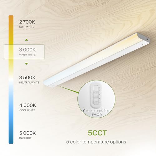 Image of ASD LED Under Cabinet Lighting Hardwired, 40 Inch 20W 2700K-5000K Selectable, 1814LM, CRI90+, Direct Wire Linkable Under Counter Lights for Kitchen, Dimmable Under Cabinet Lights, White, UL Certified