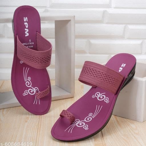 Image of Women's Stylish Solid Colour Flip Flop Slippers Comfortable,Lightweight,Versatile Styling Sl378