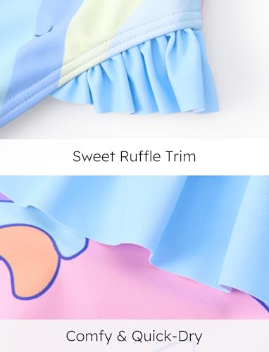 Image of Disney Stitch Frozen Marvel Minnie Mouse Girls Swimsuits Ruffle One Piece Bathing Suits UPF 50 Swimwear Quick Dry Size 2-13Y