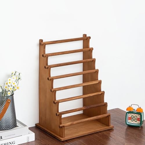 Image of Multi-Tier Wooden Washi Tape & Sticker Organizer, Desktop Display Rack for Craft Storage, Jewelry Bracelets, Ribbons - Gift for Planner Enthusiasts H-8