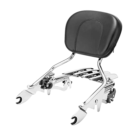 Mofun Backrest Passenger Sissy Bar With Luggage Rack Detachable Compatible With Harley Touring Street Glide Road Glide Road King Electra Glide 2009-2023 Chrome #TOP1