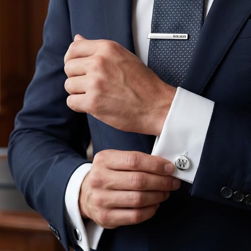 Mancuernillas personalizadas para hombre con estuche de madera grabado miniatura 5