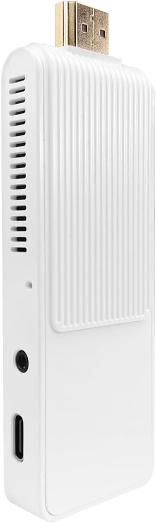 Side view of the BOXPUT S13 Air Android TV Stick, highlighting the Micro USB power port and other connectors.