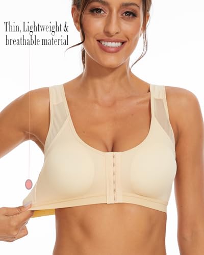 Newlashua N-0206-6BEIGE-M Front Closure Bras For Women Posture Corrector Bra Back Support thumb #6