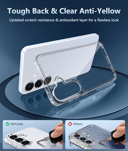 Image of FNTCASE for Samsung Galaxy S25-Plus Case: Military Grade Drop Protection Anti Yellowing Cell Phone Cover - Rugged Shockproof Protective Bumper Transparent Cases(Clear)