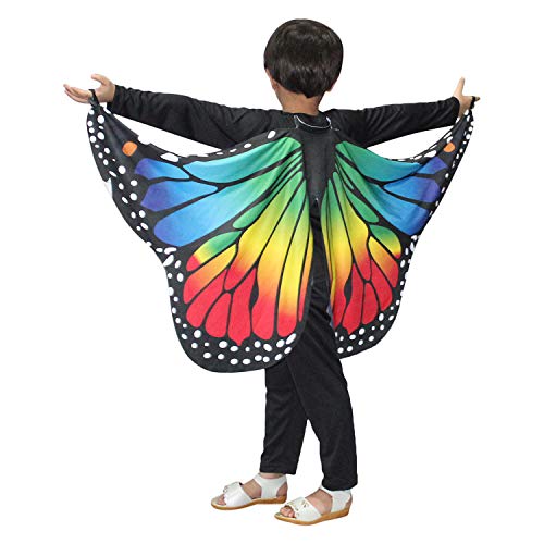 Image of Kaku Fancy Dresses Dance Butterfly Wings, Dragon Wings, Fabric Wings for Kids | Soft Fabric Wings Dancing Costume For Unisex - Multicolor, Fress Size