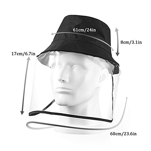 Honelife Chapéu de proteção solar com máscara transparente Tampa à prova de ultravioleta Anti-Poeira