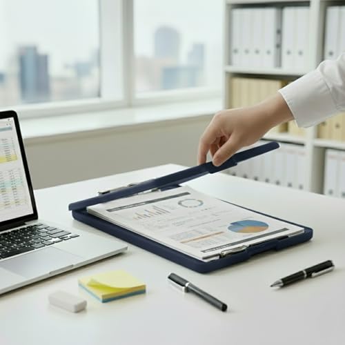 Image of oddpod Praise A4 Clip Pad /Clipboard with Storage Case for Paper and Document Storage 83002 (Dark Blue)