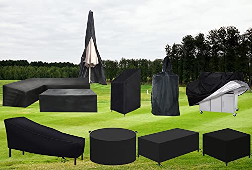 Zestaw kostek pokrowiec 102 x 61 x 61 cm, Oxford Outdoor anty-ultrafioletowy, kurz, deszcz i śnieg, odporne na rozdarcia z bocznymi paskami do patio meble pokrowce na meble ogrodowe - czarny
