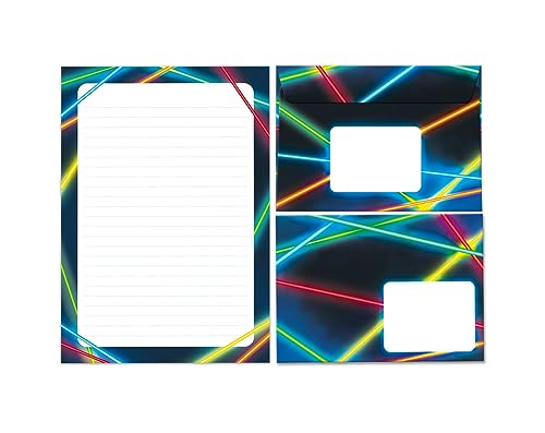 Briefpapier-Set Briefblock mit Umschlag für Jungen Jungs Mädchen Kinder Lasertag Kindermotiv Briefbögenblock liniert (Block A5 mit 25 Blätter + 15 Umschläge)