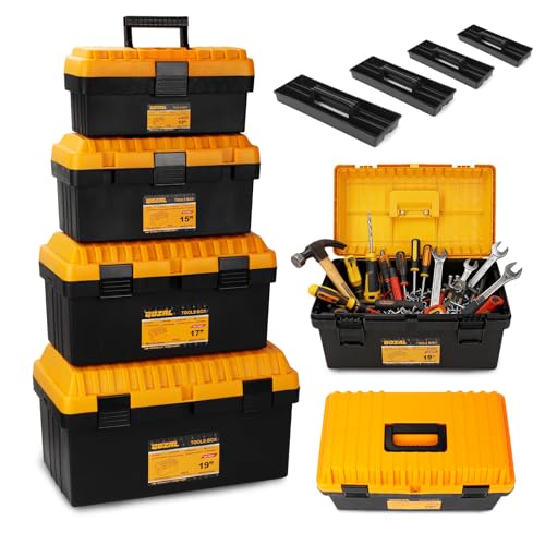 Tool Box Set Plastic Toolbox with Handle,Removable Tray Sturdy Lockable