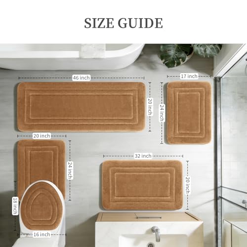 YIHOUSE Bathroom Rugs Sets 5 Piece, Towel-Like Soft Absorbent Thick High Density Memory Foam Bath Mat Set, Non-Slip Machine Washable Bath Rugs for Bathroom, Tub & Shower, Khaki by YIHOUSE - Used condition - Image 2