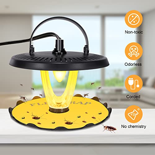 Flea Trap 2Pcs Sticky Bed Bug Traps With 4 Replacement Light Bulbs And 8 Sticky Glue Boards,Odorless Non-Toxic Killer Trap Pad Moths Cockroaches Best Control For Indoor,Safe Childern Pet Insect Traps #TOP2