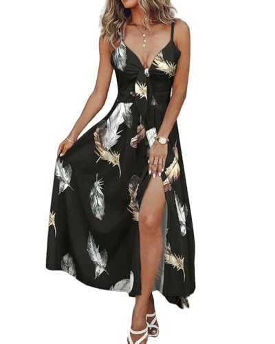 ZQUZEMS Boho Vestido Mujeres Elegante Vestido Hawaiano Vacation Sin Mangas Verano