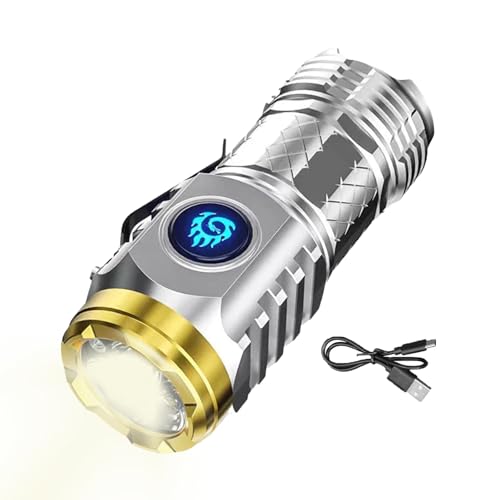 Yulokdwi Torcia LED Ricaricabile, Super Luminoso Torcia Elettrica Torcia Tattica Militare - 5 modalità di Illuminazione,Alta Potente,Portatile,per Campeggio/Escursionismo/Emergenza