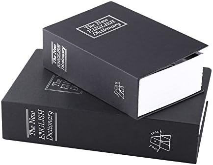 Fake Book Hidden Safe Box Metal Inner Container with 2 Keys Hollow Dictionary Diversion Secret Book Safe for Home Use or Important Documents Storage(9.44x6.10x2.16inch)