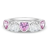In Season Jewelry Cubic Zirconia Pink & Clear Heart Ring Band - Hypoallergenic 925 Sterling Silver Ring - Comfortable & Safe for Newborns, Young Girls, & Teens - Size 3