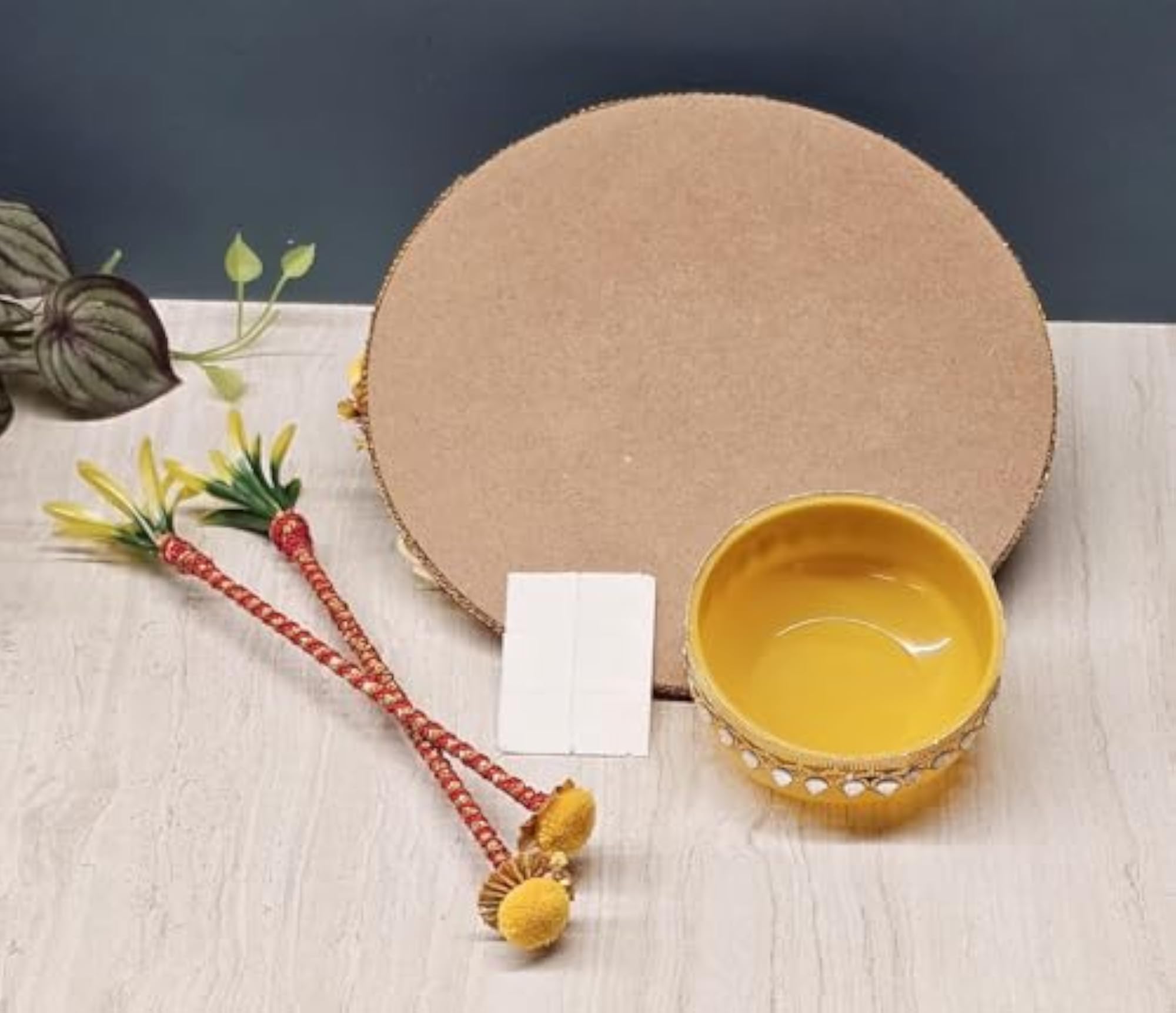 Handcrafted Haldi Platter for Wedding Decorative Round Thali