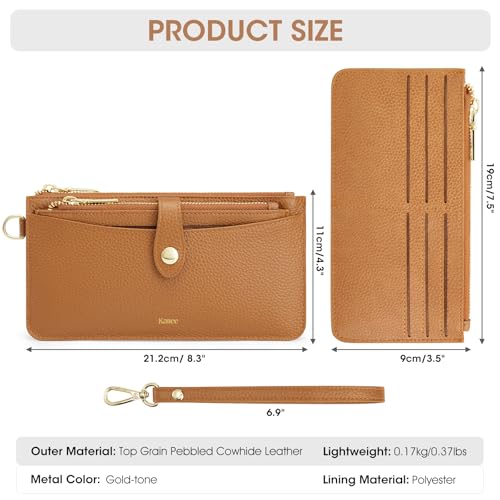 Kattee Wristlet Wallets for Women, RFID Blocking Wallet Women, Top Grain Leather Card Holder Phone Purse Clutch Bag3