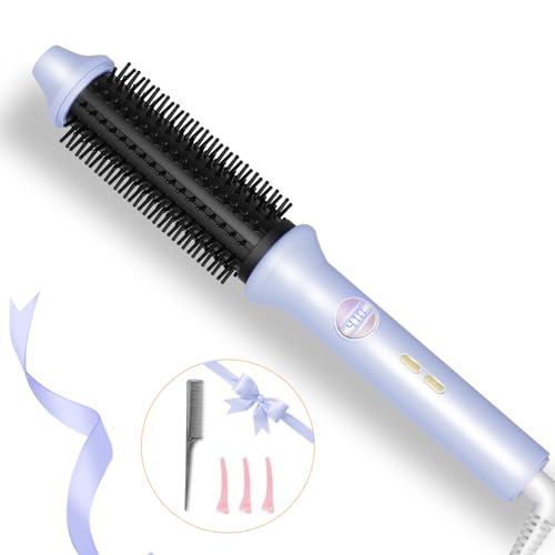 Avvnee Thermal Brush, Heated Round Curling Iron Brush with 10 Adjustable Heat Settings, Dual Voltage Thermal Blowout for Hair Curling, Smooth, Less Frizz