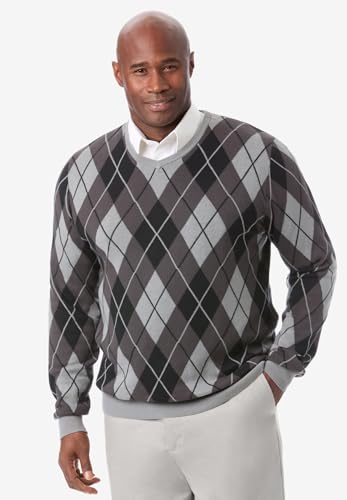 KingSize Men's Big & Tall Tall V-Neck Argyle Sweater4