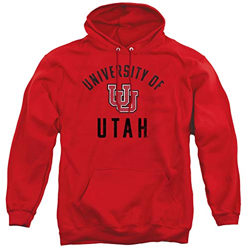 University of Utah Official One Color Utes Logo Unisex Adult Pull-Over Hoodie Red Black Medium