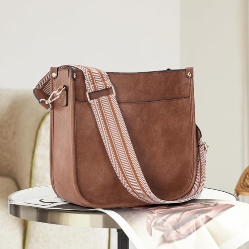 Image of Crossbody Bag Women Vegan Leather Hobo Handbag Trendy Crossbody Shoulder Bag Purses For Women with 2 Adjustable Strap