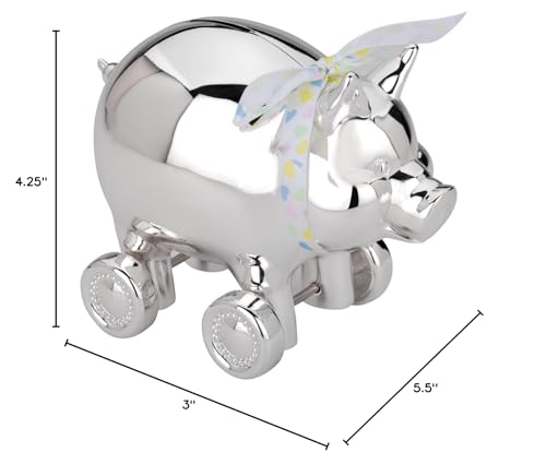 Image of Reed & Barton Piggy with Wheels Silverplate Bank, 1.75 LB, Metallic