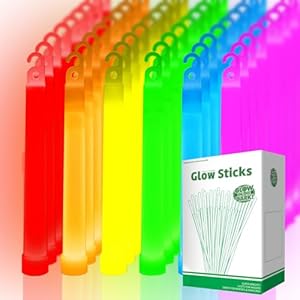 96 Ultra Bright Large Glow Sticks with 96 Black PE String, Multi Use Colourful 6 Inch Glowsticks for Parties, Camping, Emergency Glow Sticks For Blackout, Long-lasting Lighting Waterproof and