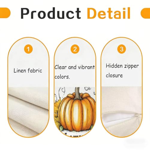 Housse de Coussin Orange Citrouille en Velours de Qualité Supérieure