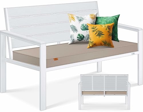 KESSER® Gartenbank mit Kissen – Sitzbank Wetterfest 2-Sitzer Parkbank in Holzoptik Balkonbank für Garten Terrasse Balkon bis 300 kg belastbar UV-beständig inkl. abnehmbarem & waschbarem Polsterbezug KESSER® Gartenbank mit Kissen – Sitzbank Wetterfest 2-Sitzer Parkbank in Holzoptik Balkonbank für Garten Terrasse Balkon bis 300 kg belastbar UV-beständig inkl. abnehmbarem & waschbarem Polsterbezug