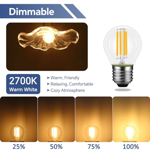 Caldarax 4 Pack 4W E27 LED G45 Filament Golf Ball Bulb Dimmable, Warm White 2700K, 40W Equivalent, Large Edison Screw, 400lm - Image 4
