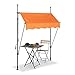 Relaxdays Klemmmarkise, 150cm breit, höhenverstellbar, Sonnenschutzmarkise Balkon ohne Bohren, UV-beständig, orange/grau