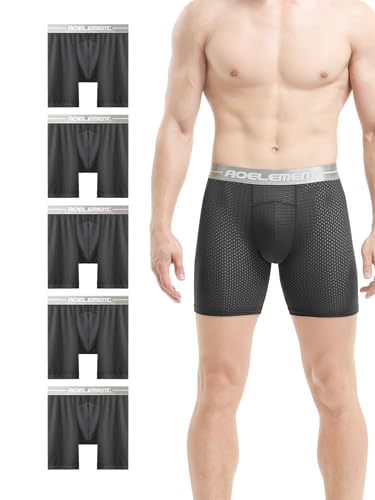 AORGSVI Mens Underwear 5-Pack, Mesh Stretch Trunk, Active Quick Dry Panties, Performance Boxer Briefs