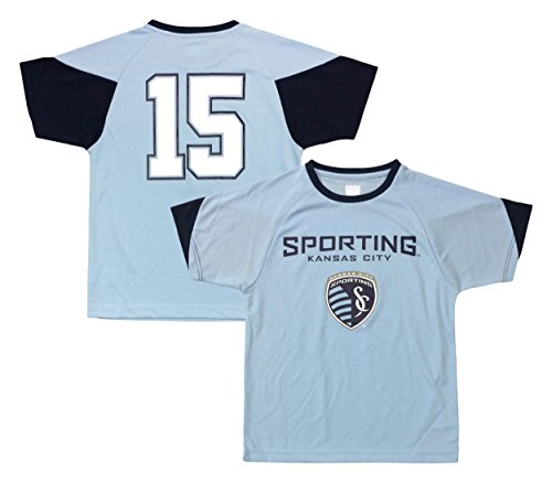 Outerstuff Sporting Kansas City #15 Light BlueYouth Word Mark Primary Logo Player Jersey (X-Small 4/5)