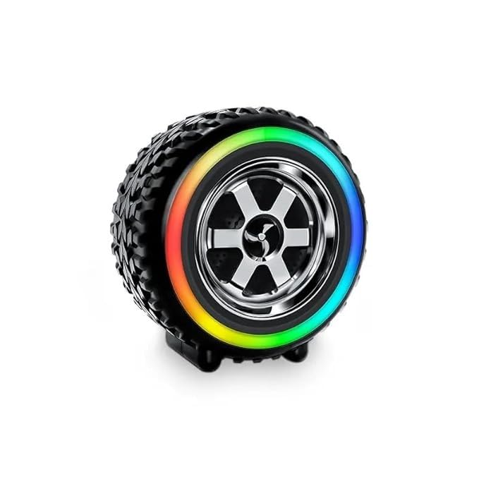Image of Tyre-Shaped Portable Bluetooth Speaker | Heavy Bass, LED Lights, Wireless Music System with HD Sound & Long Battery Backup
